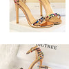Summer Women Roman High Heels Rivets Studded Sandals Stiletto Gladiator Pumps Open Toe Luxury Shoes Hollow One-word Buckle 267-2