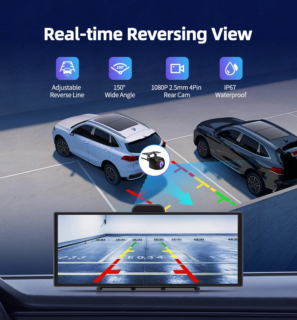 New Imagebon 11.4″ H70 Pro 4K ADAS QLED In-cell Display Car DVR Wireless CarPlay & Android Auto Night Vision AUX FM Dash Camera