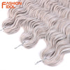 FASHION IDOL 24 Inch Synthetic Hair Water Wave Braiding Hair Extensions Ombre Rainbow color Deep Wave Curl Twist Crochet Hair