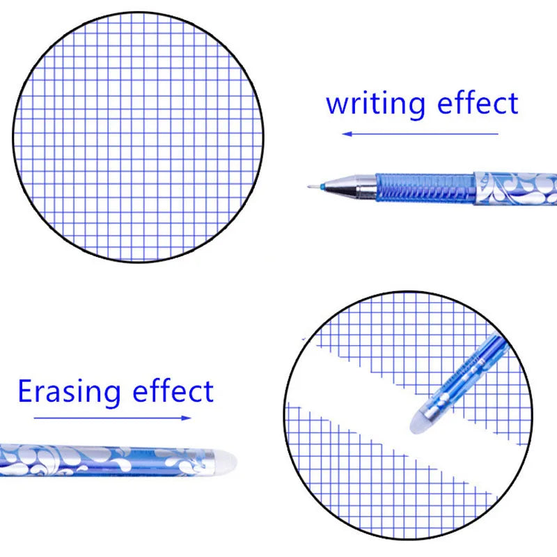 30/50/100Pcs/Lot 0.5mm Gel Pen Erasable Pen Refill Rod Set Blue Black Ink Shool Washable Handle Writing Stationery Supplies