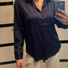 Elegant Satin Loose Women Shirt Spring Turn-down Collar Ladies Blouse Autumn Vintage Casual Button Silk Tops