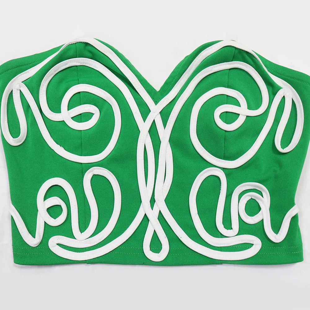 CM.YAYA Sexy Party Women's Set Striped Splicing Strapless Crop Top and Wide Leg Pants 2025 Two 2 Piece Sets Outfit Tracksuits