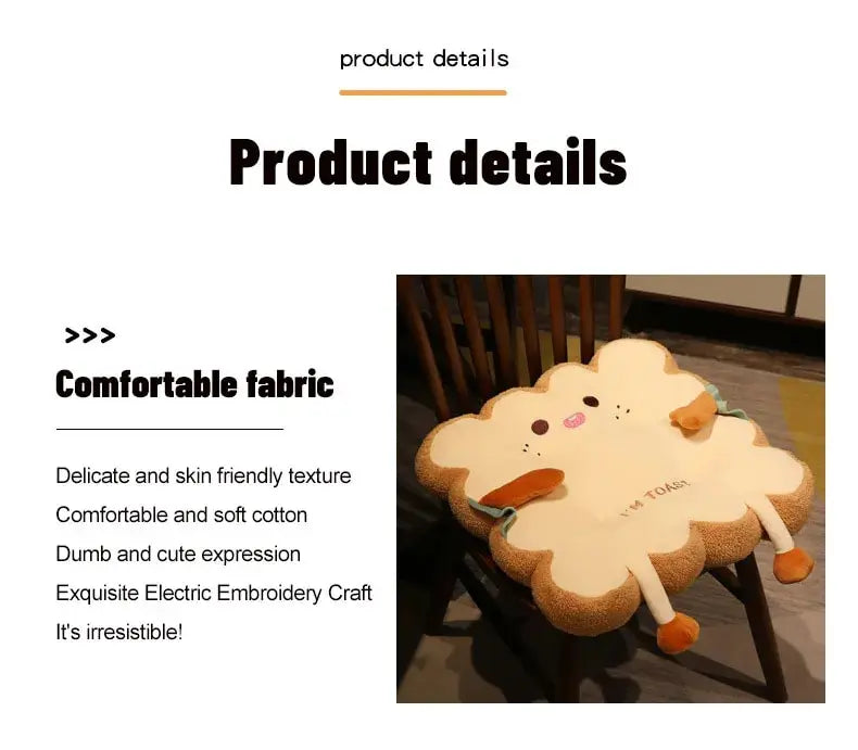 1pc Simulation Bread Toast Cushion Stuffed Memory Foam Pillow Sofa Chair Decor Seat Cushion Cute Student Chair Pad