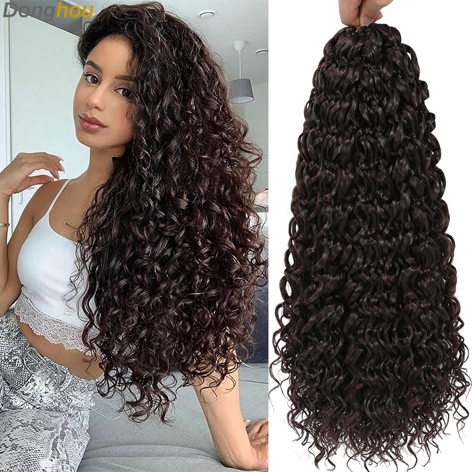 Beach Curl Crochet Hair Gogo Curl Crochet Hair 18 Inch Ombre Brown Blonde Bug Ginger T30 Synthetic Deep Wave Twist Crochet Braid