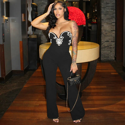 CUTENOVA Women'S Spring Summer Camisole V-Neck Offset Printed Zipper Sleeveless Slim Jumpsuit Fashion  Casual Sexy Jumpsuits