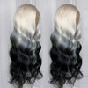 Charism Synthetic Lace Front Wig 60 Platinum Blonde To Black Ombre Wig Pre Plucked Natural Hairline Lace Frontal Wigs For Women