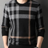 High Quality Luxury Men's Knitted Pullover Autumn Winter O-Neck Striped Wool Sweater British Casual Fashion Versatile Knitwear