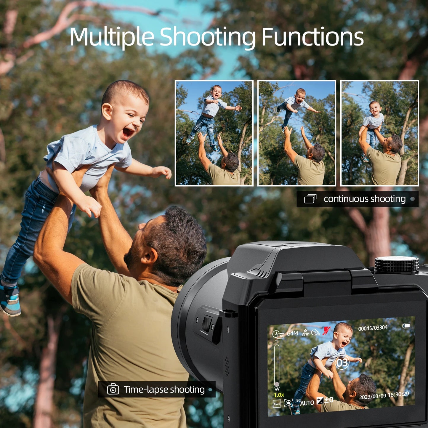 Digital Camera 4K 64MP 16X flip camera suitable for YouTube, suitable for photography beginners easy to learn and operate camera