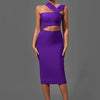 Bandage Dresses for Women 2022 Purple Bodycon Dress Evening Party Elegant Sexy Cut Out Midi Birthday Club Outfit Summer New
