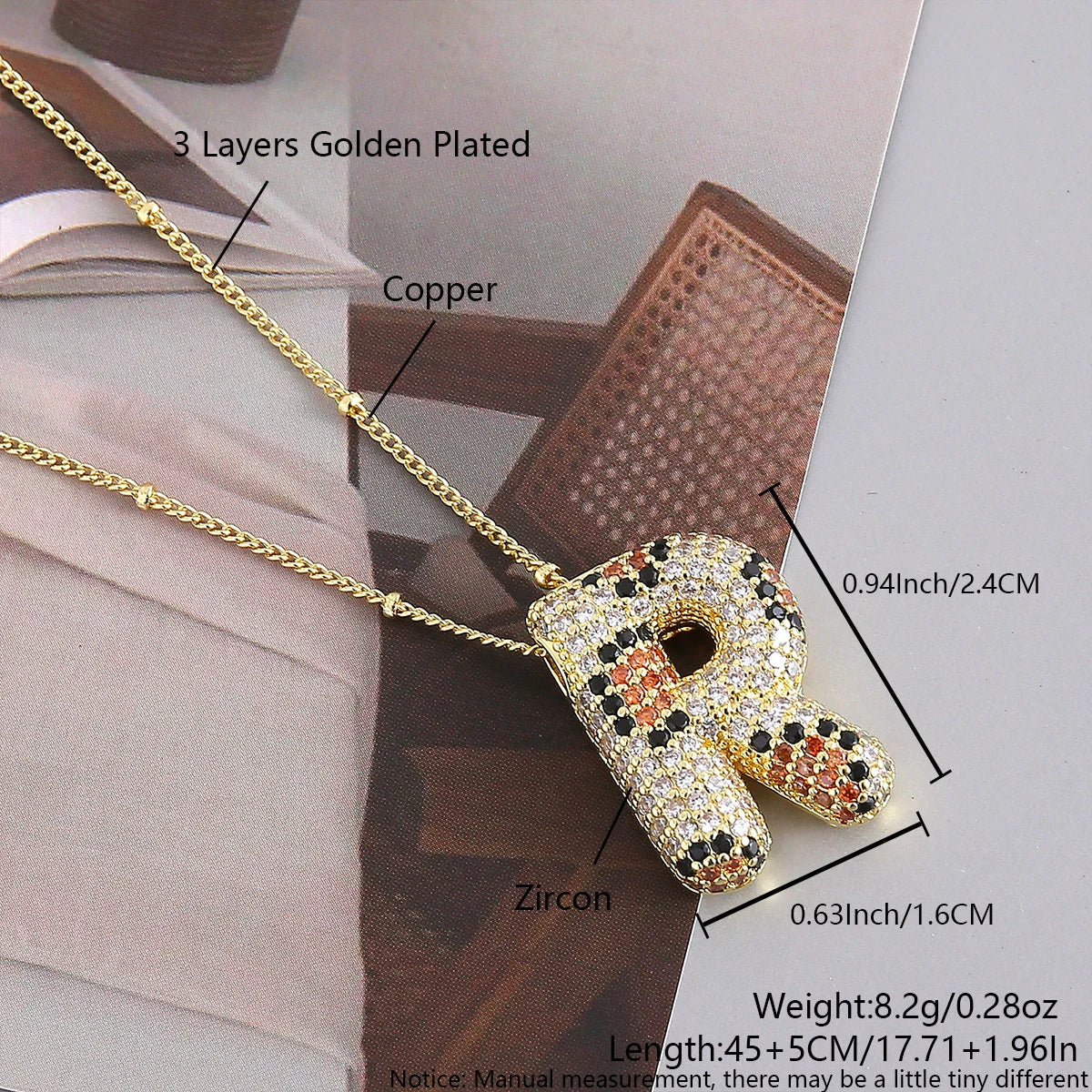 MHS.SUN New Leopard Bubble Letter Necklace Gold Plated Chunky Bubble Zircon 26 Initial Pendant Necklace Women Fashion Jewelry
