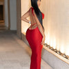 Weird Puss Sexy Party Dress Women Ring Clasp Chic Hollow Backless Sleeveless Low-Neck Birthday Banquet Rave Bodycon Vestidos
