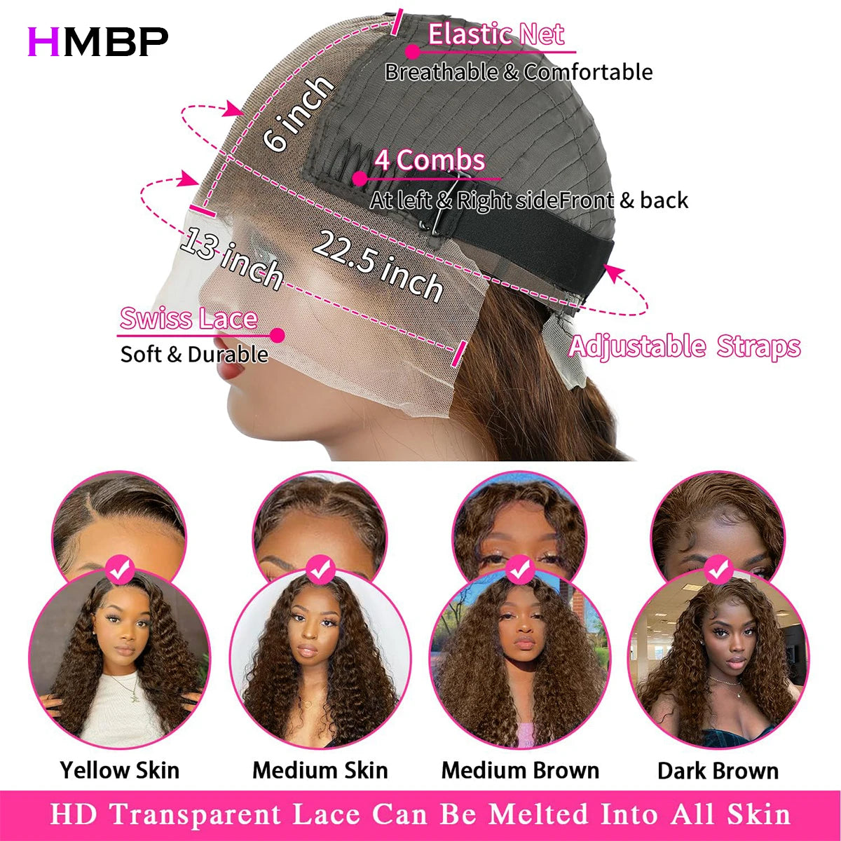 500 Density Chocolate Brown Lace Wigs Human Hair Afro Kinky Curly Glueless Wig Human Hair Ready to Wear 13x6 Hd Lace Frontal Wig