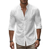 Spring and Summer Men's Shirt Cotton Linen Slim Casual Hawaii Solid Colour Basic Style Breathable Men's Versatile Tops