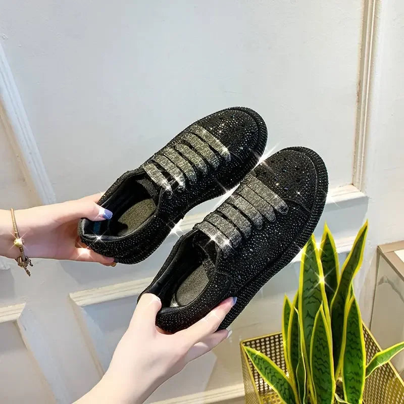 Brand Women's Sneakers Luxury Rhinestones Women Causal Shoes Designer Platform Sport Shoes Fashion Comfort Women Shoes Plus Size