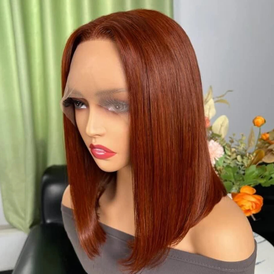 Ginger Short Bob Lace Front Wigs 100% Human Hair Wigs Bob Lace Wigs For Women Blonde Orange Straight Brazilian Hair Closure Wig