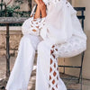 Wmstar 2 Piece Set Women Plus Size Hollow Out Sexy Young Daily Soft Full Sleeve Fashion Pants Wide Leg Wholesale Dropshipping