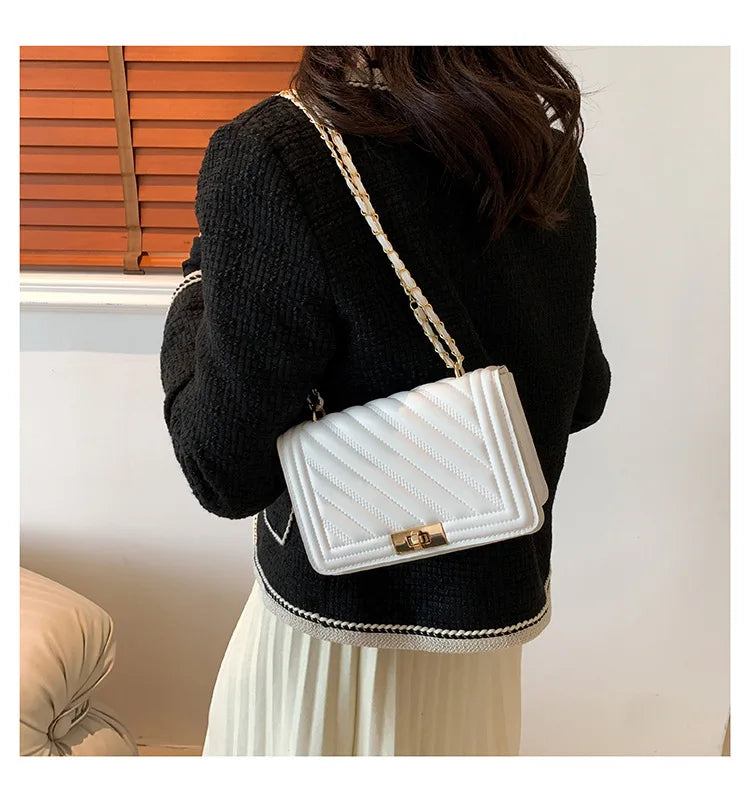 Fashionable Mini Quilted Embossed Chain Shoulder Bag Simple And Versatile Diagonal Crossbody Bag For Women Square Handbag