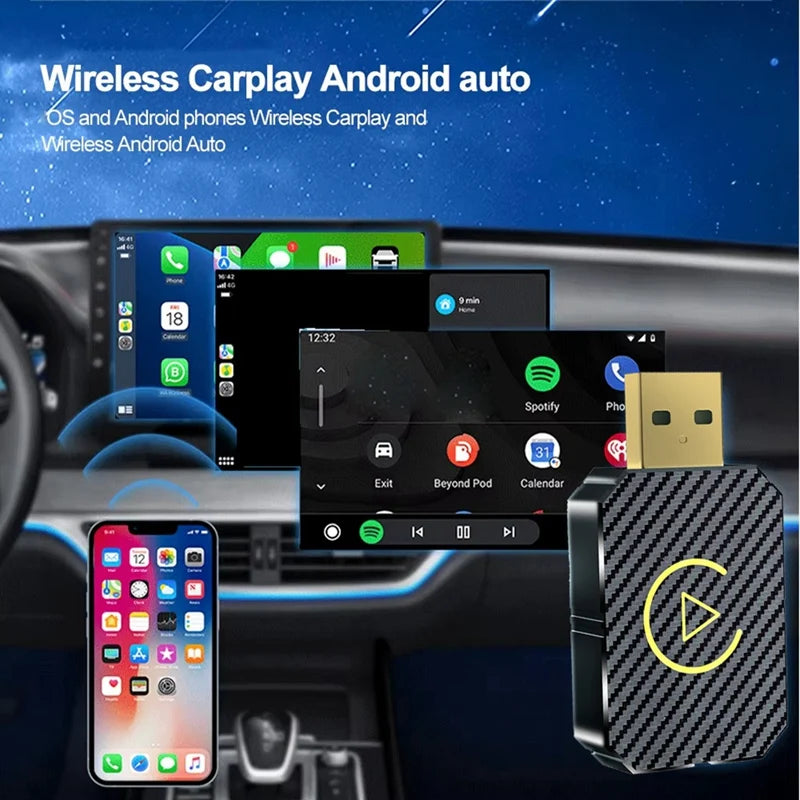 NEW Wireless Carplay Android Auto Adapter Wired To Wireless 2 In 1 Car Ai Box For  Toyota VW Peugeot Plug And Play-ABDQ