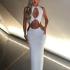 Ahagaga Hollow Out Party Women Maxi Dresses Fashion Sexy Solid Regular Casual Sleeveless Slim Sheath Vestidos Robes Streetwear