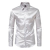 Men's Black Satin Luxury Dress Shirts Fashion Silk Smooth Tuxedo Shirt Solid Wedding Party Prom Casual Shirt Business Office