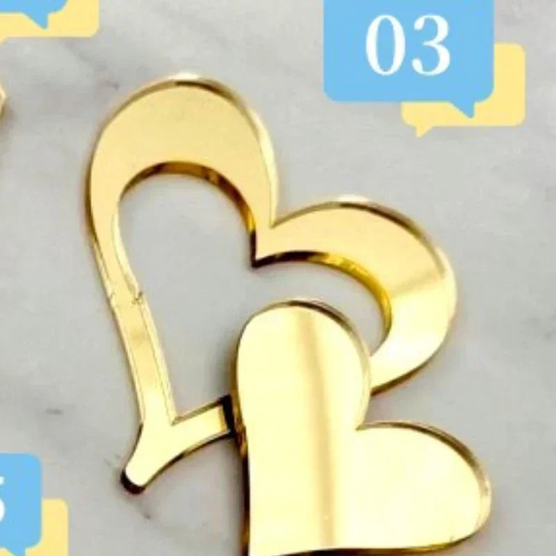10Pc/set Ins Style Love Heart Acrylic Cake Topper Birthday Valentine's Day Cake Decoration Wedding Cake Side Acrylic Insert