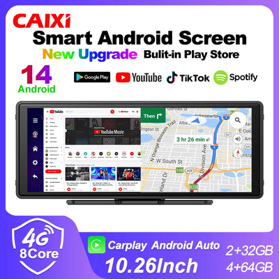 CAIXI 10.26" 4/8 Core Android 14 Wireless Carplay & Android Auto Car Radio   Multimedia Player Autoraido GPS Navigation Rearview