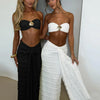 Weird Puss Elegant Women 2piece Set Sexy See Through Thin Tierred Y2K Seashell Tube Top+Wrapped Bandage Skirts Matching Clubwear