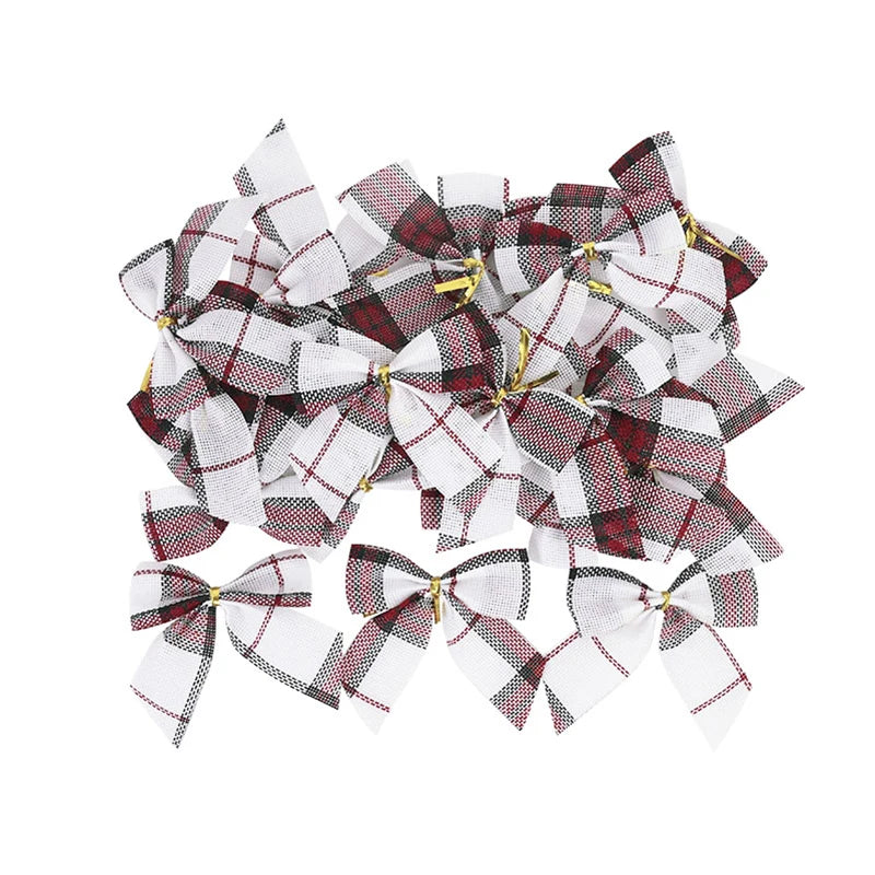 20/10pcs Linen Christmas Bow Decoration Christmas Tree Hanging Ornaments Bowknot For Xmas Wreath New Year 2024 Navidad Gifts Bow