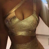 BEAUKEY Sexy Short Metalic HL Bandage Crop Top Women Vest Gold Silver  XL Camis Bodycon Club Party Tank Top  Wholesale