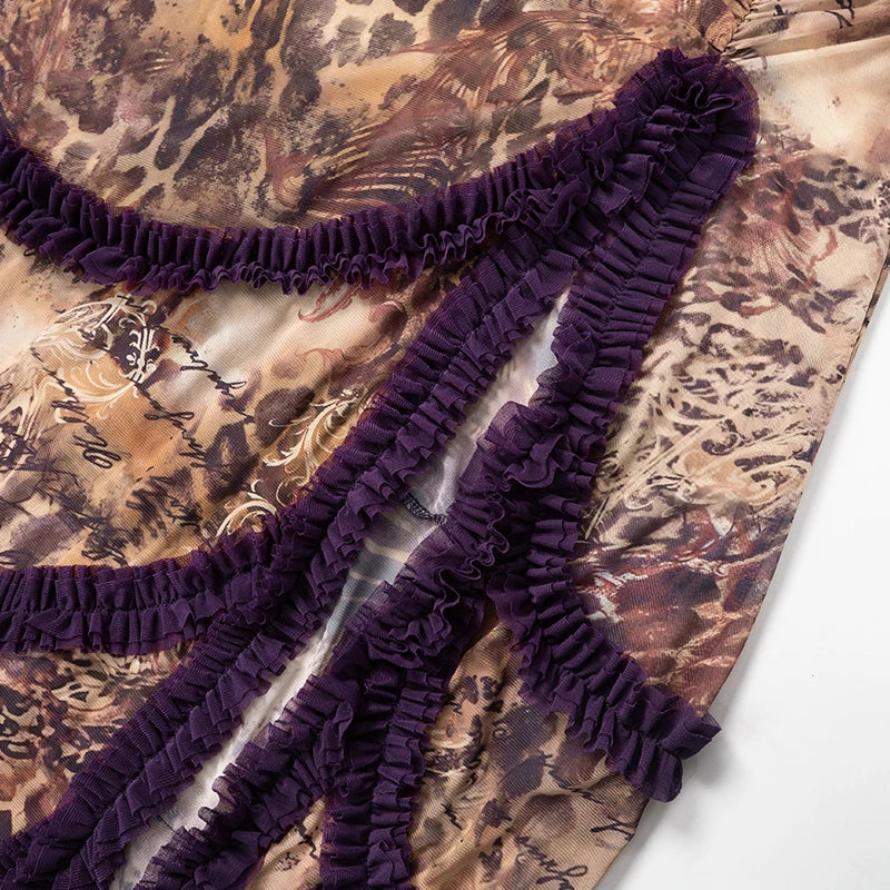 CUTENOVA Women Noble Furry Halter Sleeveless Hollow Dress Camisole Shrunk Split Wave Cut Dress Luxury Prom Occasion Evening Gown