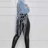 Women Denim Jacket Back Grid Fringe Design Denim Jacket Ladies Spring and Fall Fashion Short Personalized Jacket Coat 2024 New