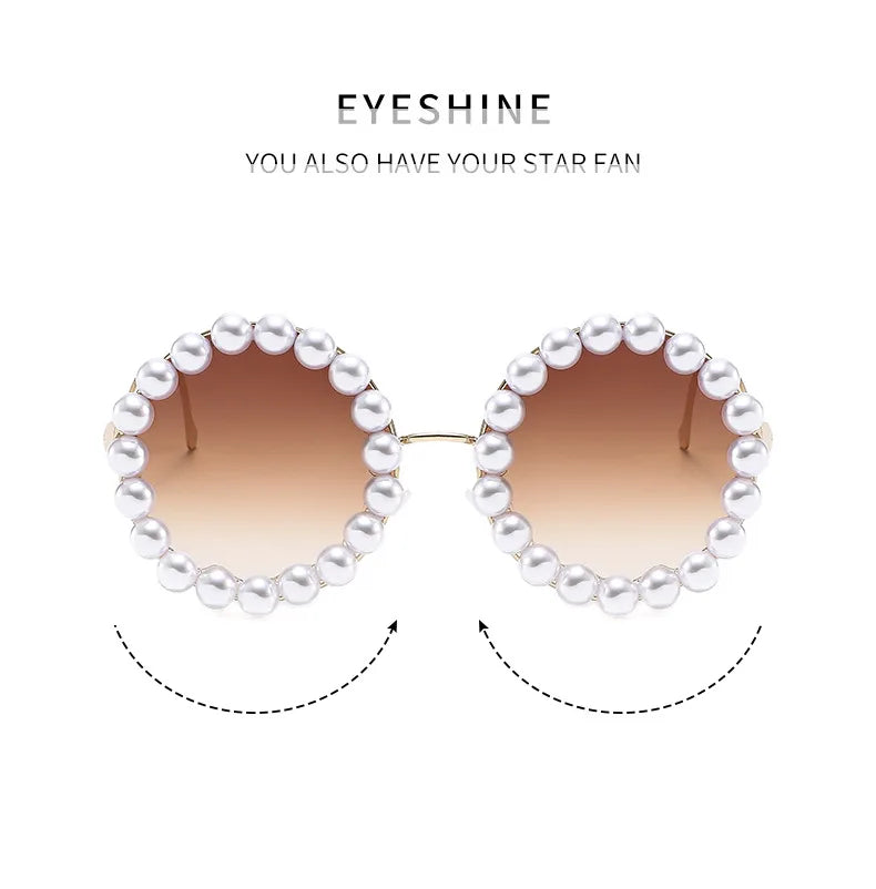 Luxury Pearl Sunglasses 2024 New Fashion Metal Frame Round Sun glasses Brand Designer Sunglasses UV400