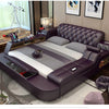 MANBAS Tech Smart Multifunctional Bed Frame with Genuine Leather, Bluetooth Speaker, and Massager Ultimate Soft Lit Tatami Camas