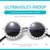 New Children's Circle Form Sunglasses Girl Decorative Pearl Frame Fashion Sun Glasses Cute Baby Outdoor Sunshade Eyewear UV400