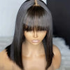 Choice Short Bob Wig Bone Straight 100% Human Hair With Bangs  3x1 Lace Middle Part Wigs For Black Women Bob Wigs