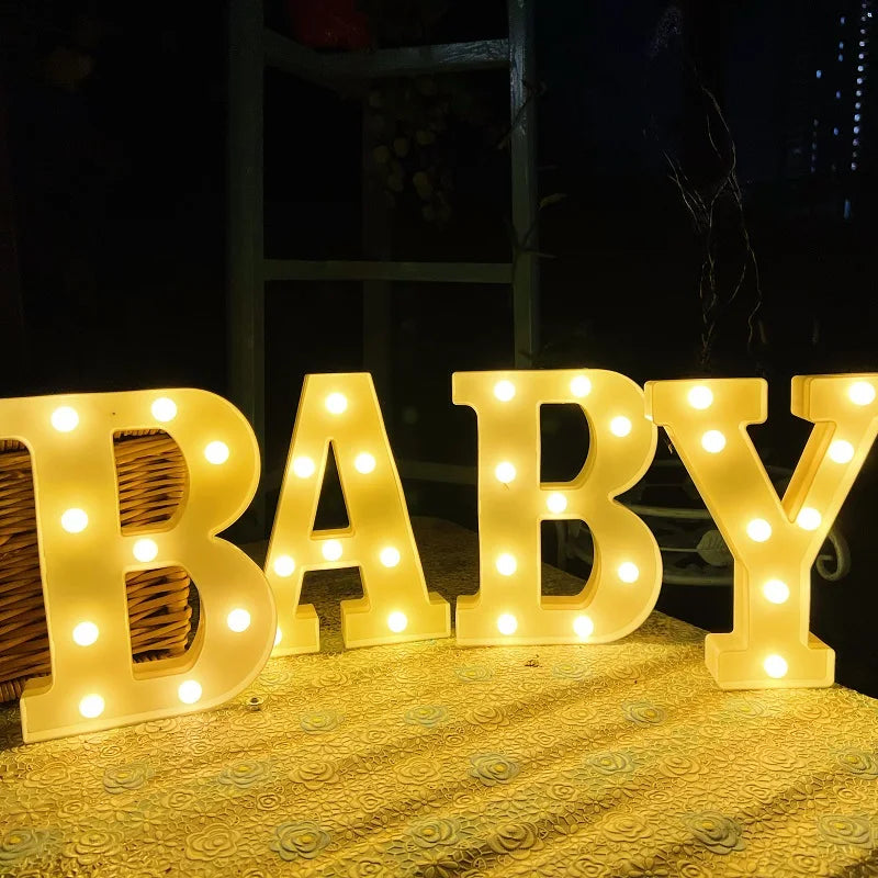 Luxury Alphabet Letter LED Lights Luminous Number Lamp  Battery Night Light for Home Wedding Birthday Christmas Party Decoration