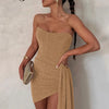 Dulzura Bling Glitter Sexy Y2K Clothes Sleeveless Backless Corset Ruched Bodycon Mini Dress For Women Club Party Elegant Outfits