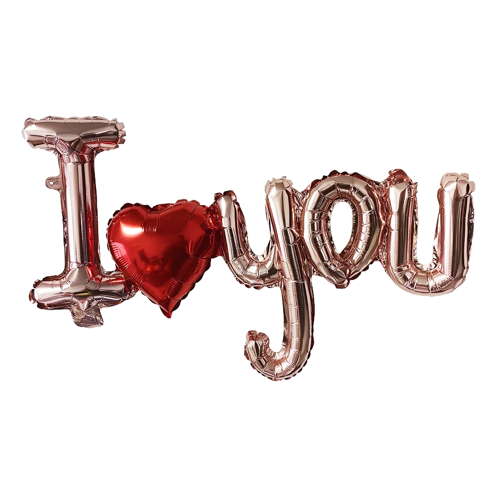I Love You Red Heart Letter Balloons Foil Globos Valentines Day Wedding Decorations Bridal Shower Party Anniversary Supplies  ﻿