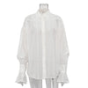 Tossy Casual Loose See-Through Shirts Women's Autumn Lapel Long Sleeve Patchwork Blouse Top Streetwear Female Solid Shirts Top