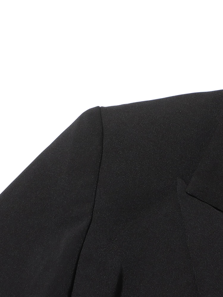 TWOTWINSTYLE Patchwork Diamonds Backless Blazer For Women Notched Collar Long Sleeve Spliced Button Chic Blazers Female Style