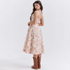 Suninheart Summer Pink Floral Print Corset Dress Midi Elegant Sexy Party Dresses Holiday Birthday Casual A Line Women Clothing