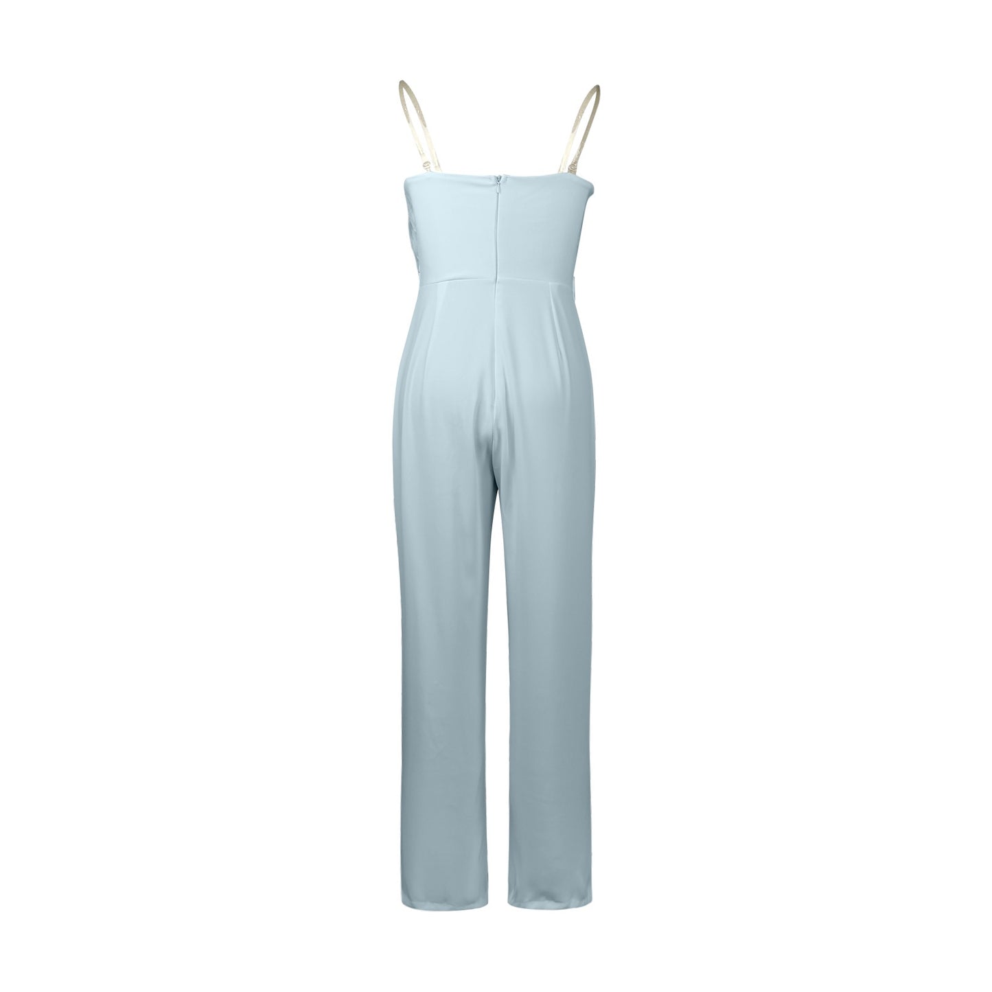 Women Jumpsuit Feather Tube Top Sexy Evening Party Jump Suits Sleeveless High-waisted Straight Playsuits Night Clubwear Overalls