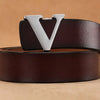 High Quality Smooth Buckle Belt Men's Genuine Leather Pure Cowhide Letter V Jeans Belt for Men Women Luxury Male Belt Designers