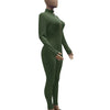 Women's Bodycon One-piece Jumpsuit Long Sleeved Big Zipper Female Casual Sport Workout Skinny Activity Wear Overalls Tops