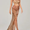 Mozision Leopard Print Lace Split Sexy Maxi Dress Women Gown Elegant Patchwork Chiffon Sleeveless Backless Beach Evening Dress