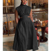 Summer Dresses 2024 Mock Neck Sleeveless Cutout White Maxi Dresses A-Line Elegant Pockets Casual Party Hollow Out Long Dress