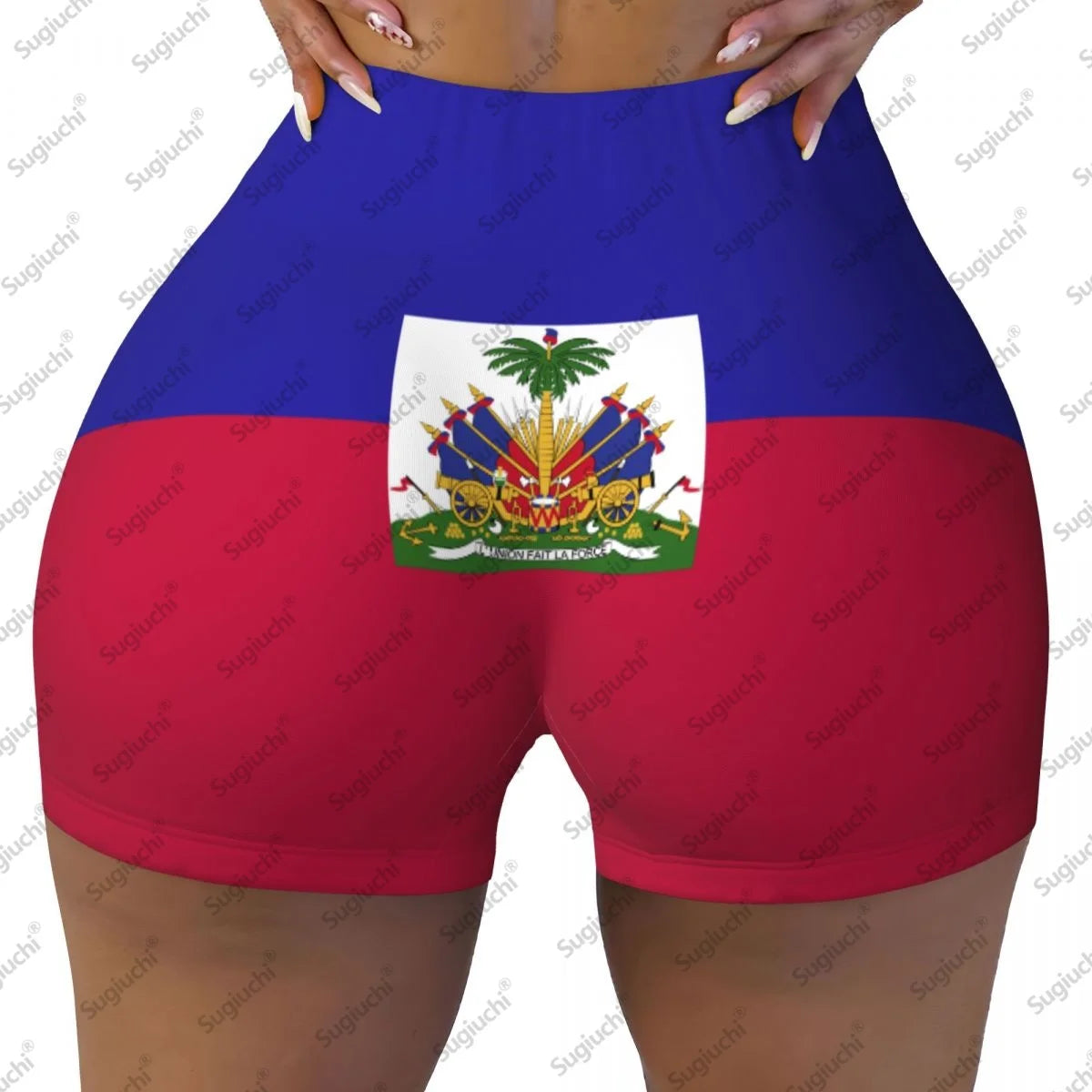 2026 Haiti Flag Yoga Shorts for Women Workout Scrunch Butt Lifting High Waisted Gym Running Short Pants