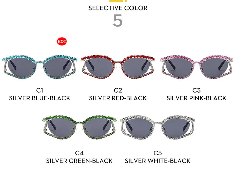 XJiea 2024 Designer Rhinestone Sunglasses For Women Luxury Brand Fashion Steampunk Men Eyeglasses Party Beach Shades Accessory