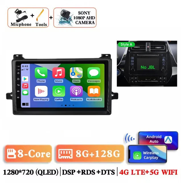 Android 14 Car Radio For Toyota Prius XW50 2015 - 2020 AI Voice Wireless Carplay Multimedia Video Player Navigation GPS Stereo