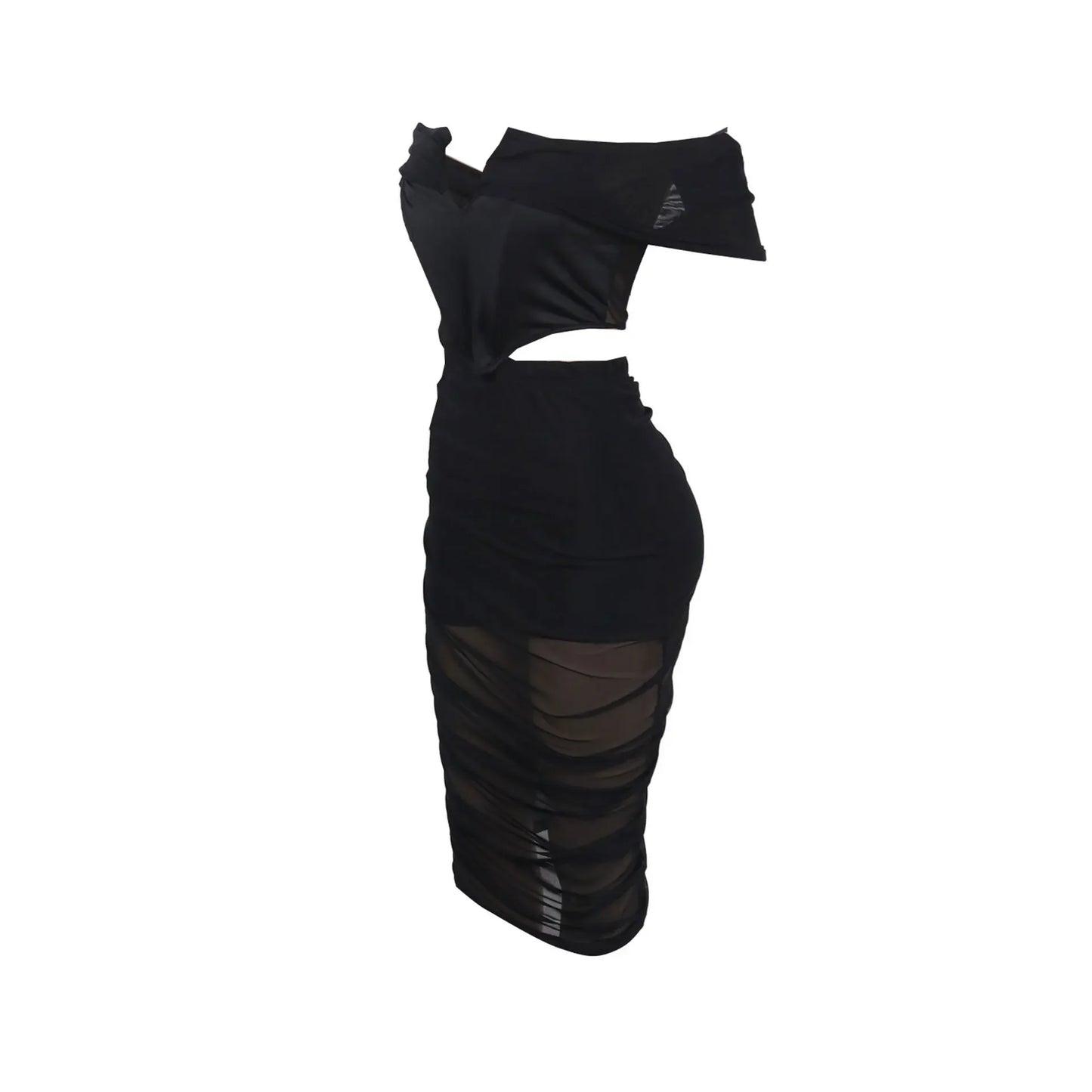 S10632 Sexy Slimming Mesh Splice Bum Covering Visibility Elastic Off-Shoulder 2-Piece Set European And American Style